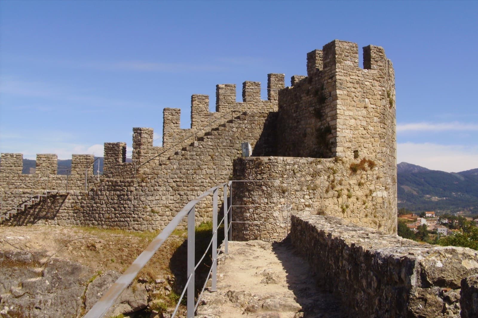 The stone battlements and tower of Penela Castle