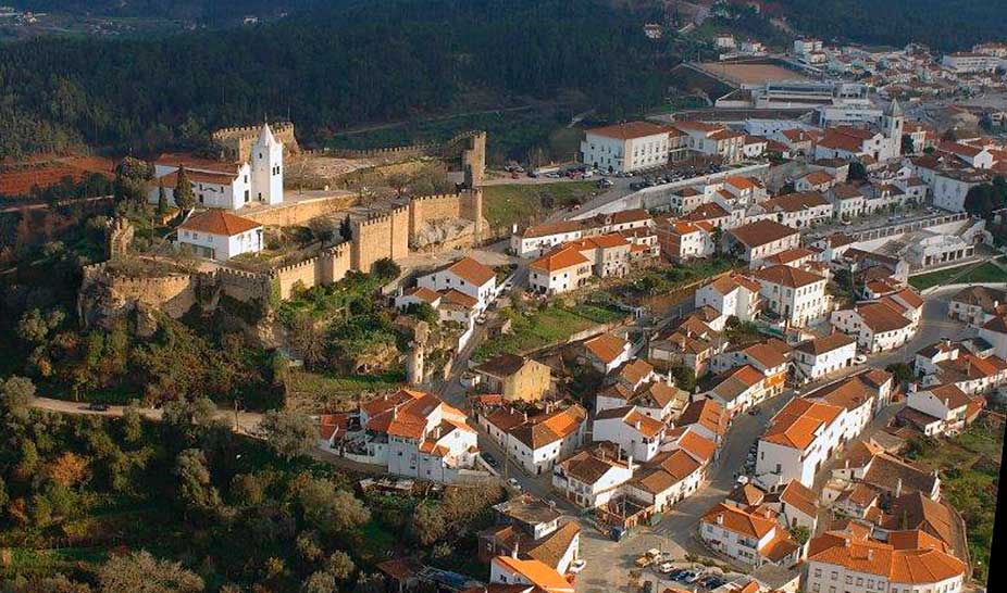 Homes and streets gathered around Penela Castle